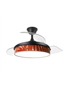 Ventilador Dc Moda 72w Negro/hoja Caldera 108d 3aspas 7200lm 3000k,4000k,6000k Remoto+memoria+temporizador 2