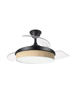 Ventilador Dc Moda 72w Negro/cañizo Claro 108d 3apas 7200lm 3000k,4000k,6000k Remoto+memoria+temporizador 2