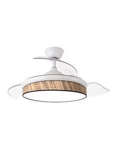 Ventilador Dc Moda 72w Blanco/cañizo Oscuro 91d 3aspas 7200lm 3000-4000-6000k Remoto+ Memoria+ Temporizador 2