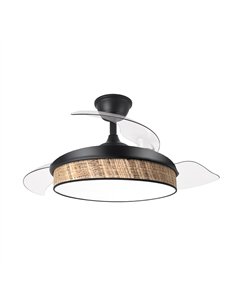Ventilador Dc Moda 72w Negro/cañizo Oscuro 91d 3aspas 7200lm 3000-4000-6000k Remoto+ Memoria+ Temporizador 2
