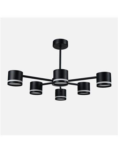 Lampara Ortiga 6 X Gx53 Negra 54w 4800lm Bombillas Incluidas 30x59x56cm
