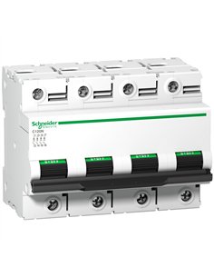 Interruptor automático C120N de SCHNEIDER 63A 4 polos 415V 10000A de capacidad de corte.