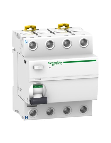 Interruptor automático iID 4P 63A 500mA-S AC con protección de 500mA y 4 polos.