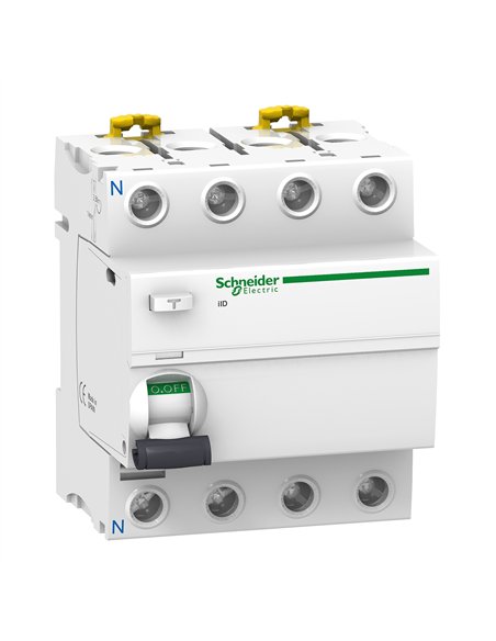 Interruptor automático iID 4P 63A 500mA-S AC con protección de 500mA y 4 polos.