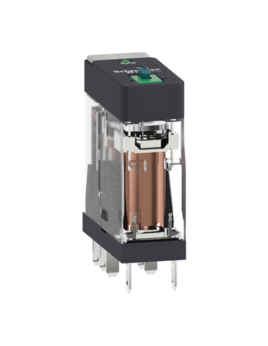 Relé RELÉ 2CO 5A con botón test y LED 48VDC.