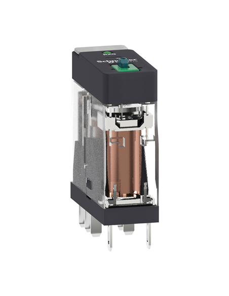 Relé RELÉ 2CO 5A con botón test y LED 48VDC.