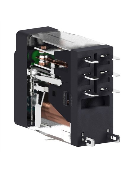 Relé RELÉ 2CO 5A con botón test y LED 48VDC.