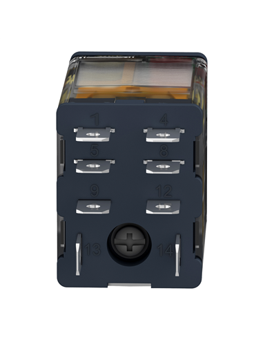 Relé POTENC +LED 15A 24VAC con indicador luminoso y 2 contactos normalmente abiertos.