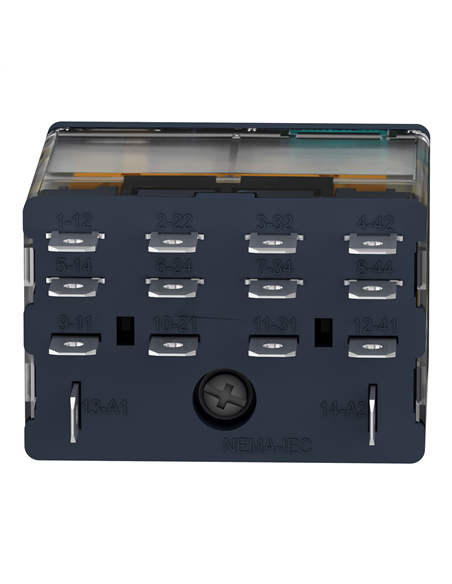Relè RELNOR +LED 15A 24VDC con spia luminosa e 4 contatti.