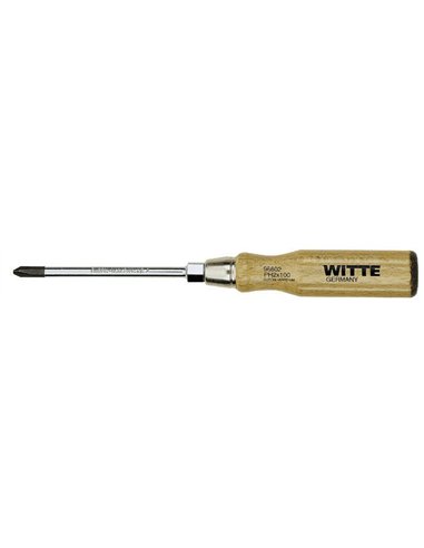 Witte-96601-Destornillador Phillips punta negra con mango de madera (PH1x85)