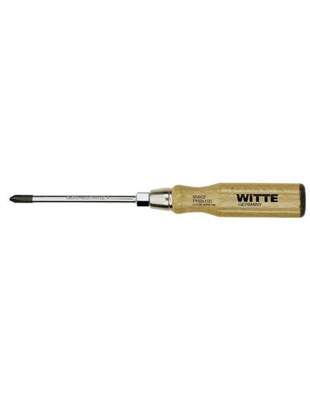 Witte-96601-Destornillador Phillips punta negra con mango de madera (PH1x85)
