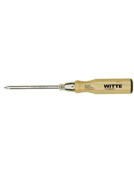 Witte-96302-Destornillador Phillips con mango de madera (PH2x100)
