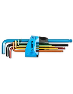Witte-45035-Juego de 9 llaves Allen largas con bola de colores