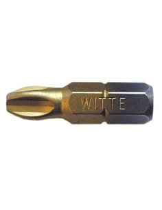 Witte-27345-Punta Pozidriv STANDARD TIN guía 1/4" corta (PZ1x25)