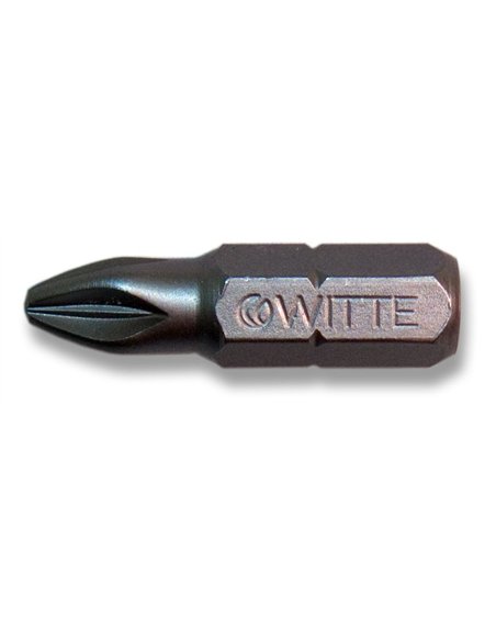 Witte-28511-Punta Pozidriv INOX guía 1/4" corta (PZ1x25)