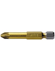 Witte-27542-Punta Pozidriv STANDARD TIN guía 1/4" larga (PZ2x50)