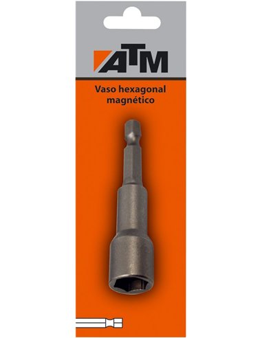 ATM-131913-B-Vaso hexagonal magnético en blister individual (Largo 65 mm  Cabeza 13 mm)