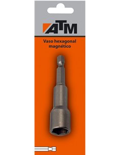 ATM-131921-B-Vaso hexagonal magnético en blister individual (Largo 65 mm  Cabeza 5/16")