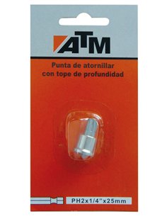 ATM-14PH250B-Puntas de atornillar con tope de profundidad en blister individual (PH2x1/4" Largo 50 mm)