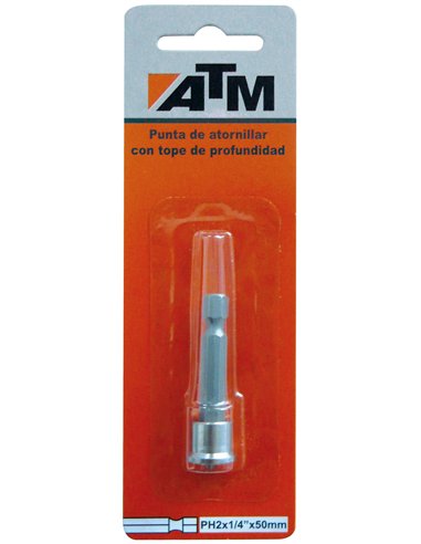 ATM-14PH250B-Puntas de atornillar con tope de profundidad en blister individual (PH2x1/4" Largo 50 mm)