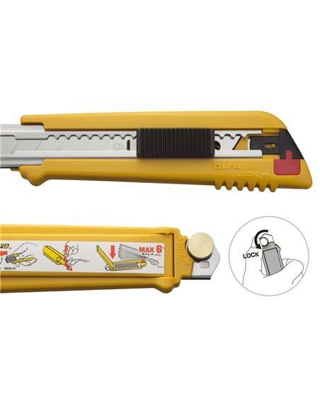 Olfa-PL-1-Cúter con bloqueo automático, mecanismo de cambio automático de cuchilla con cargador para 6 cuchillas y cuchilla de 1