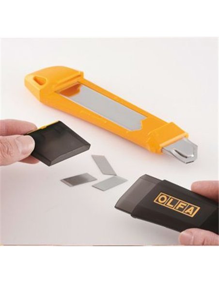 Olfa-DL-1-Cúter con bloqueo automático, contenedor/troceador de cuchillas incorporado en el mango y cuchilla de 18 mm