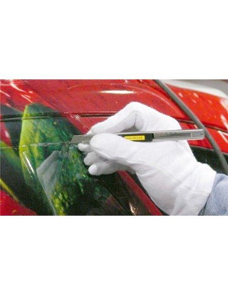 Olfa-SVR-1-Cúter con bloqueo automático, mango de acero inoxidable y cuchilla de 9 mm
