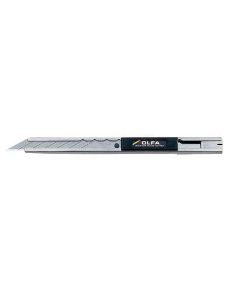 Olfa-SAC-1-Cúter con bloqueo automático, mango de acero inoxidable y cuchilla de 9 mm de ángulo de corte 30º