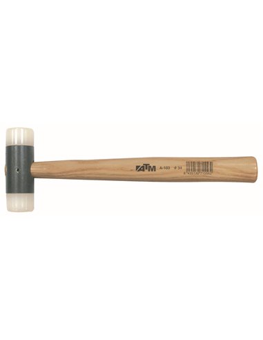 ATM-A104-Maza de nylon mango madera (Ø 44 mm Cabeza 128 mm Largo 350 mm)