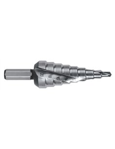 Ruko-101051H-Broca escalonada HSS con mango hexagonal 1/4" Ø 4,0-20,0 mm (9 pasos)