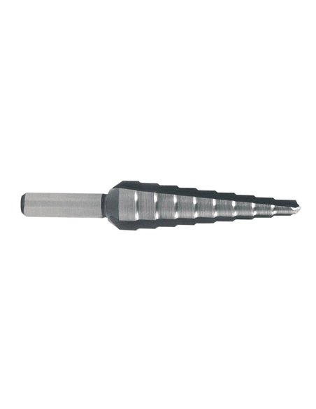 Ruko-101351-Broca escalonada HSS con 3 canales de salida Ø 4,0-20,0 mm (9 pasos)