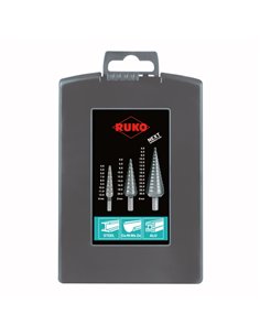 Ruko-101326RO-Juego de 3 brocas escalonadas HSS 3 canales de salida (0/9,1 y 2) 2