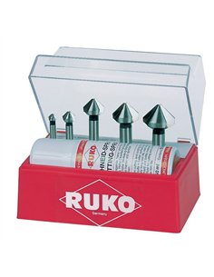Ruko-102142A-Juego de 5 avellanadores cónicos DIN 335 forma C HSS 90° para aluminio
