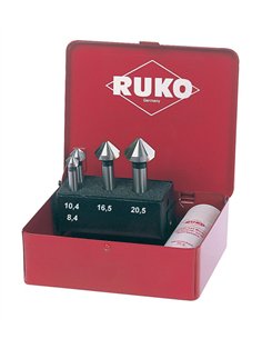 Ruko-102151T-Juego de 4 avellanadores cónicos DIN 335 forma C HSS-TiN 90°