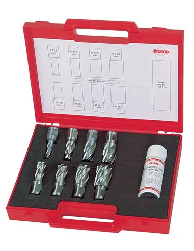 Ruko-108810-Juego de 8 brocas huecas HSS vástago Weldon
