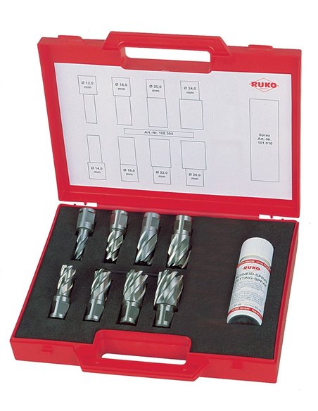 Ruko-108810-Juego de 8 brocas huecas HSS vástago Weldon