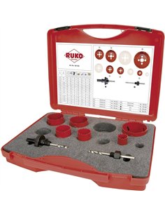 Ruko-106302-Juego de 8 coronas perforadoras HSS bimetal para electricidad tipo EK2