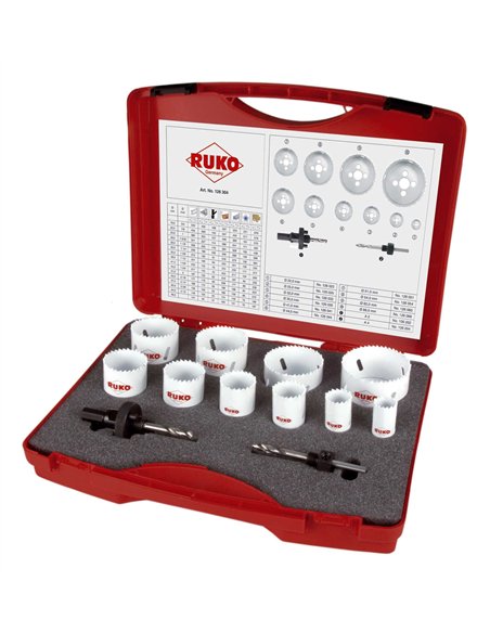 Ruko-126304-Juego de 12 coronas perforadoras HSS-Co 8 para mantenimiento tipo Super
