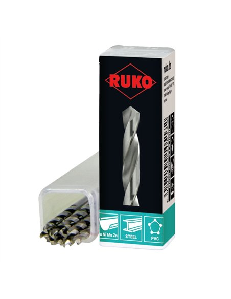 Ruko-214055-Pack de 10 brocas helicoidales DIN 338 tipo N HSS fresada-rectificada con autocentrado (Ø 5,5 mm)