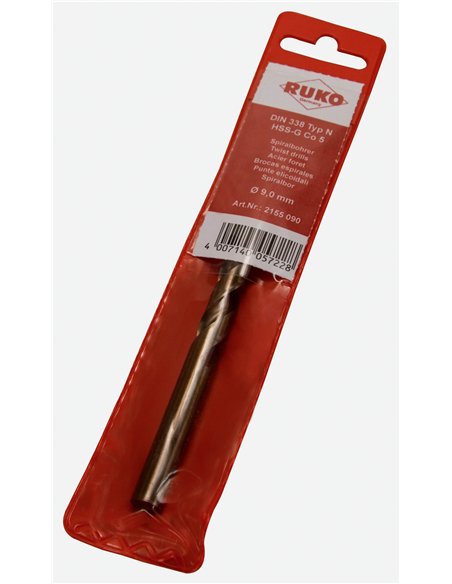 Ruko-2155010-Broca HSS-Co 5 Cobalto rectificadas con autocentrado (Ø 1 mm)