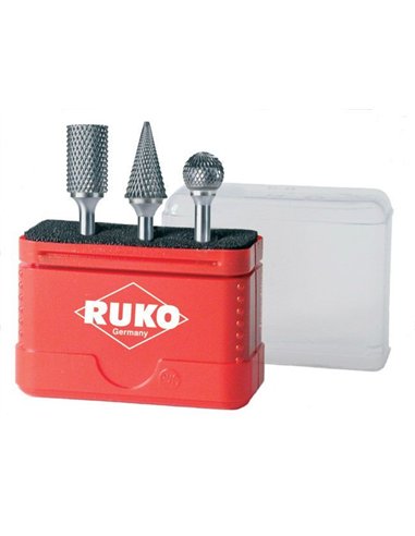 Ruko-116001-Juego de 3 fresas de metal duro con vástago de 6 mm