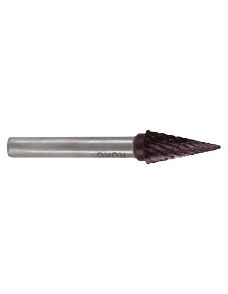 Ruko-116036TC-Fresas metal duro TiCN forma M-SKM Cono en punta (Ø 8 mm)