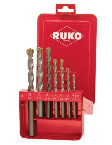 Ruko-205256-Juego de brocas de percusión punta metal duro, 7 pcs.