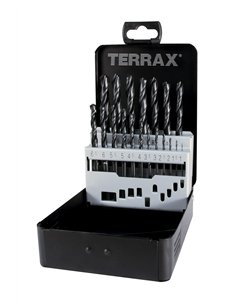 Terrax-A205211-Juego de 25 brocas DIN 338 tipo N HSS laminadas