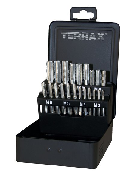 Terrax-A245006-Juego de 21 machos mano M DIN 352 HSS rectificados
