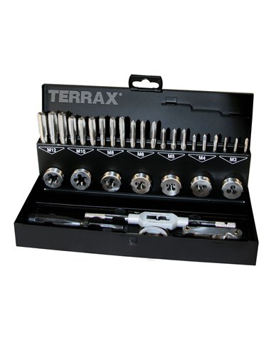 Terrax-A245013-Juego herramientas de roscar 31 piezas en estuche metálico