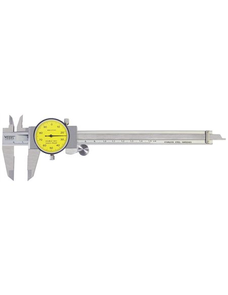 Vogel-201102-Calibre pie de rey con comparador DIN 862, Capacidad util 150 mm, Boca 40 mm, Lectura 0,02 mm