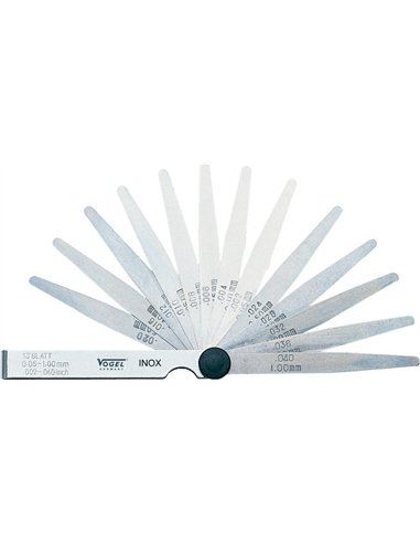 Vogel-411011-Juego galgas espesores templado 0.03 – 1.00 mm (32 láminas)