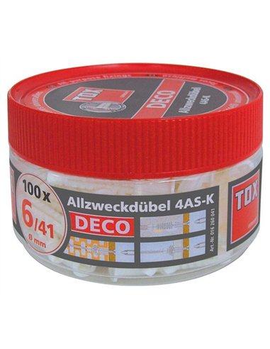 Tox-016701051-Blíster de 6 tacos universales 4AS-K DECO 8 x 49 mm + tornillo
