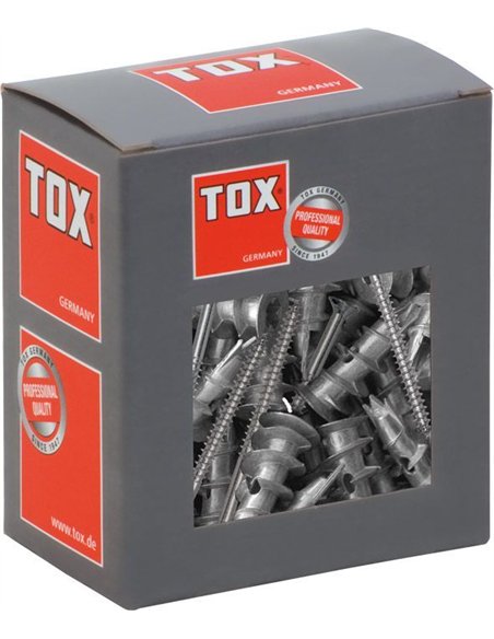 Tox-068701041-Blíster de 4 tacos para cartón-yeso GD SPIRAL PLUS 37 mm + tornillo